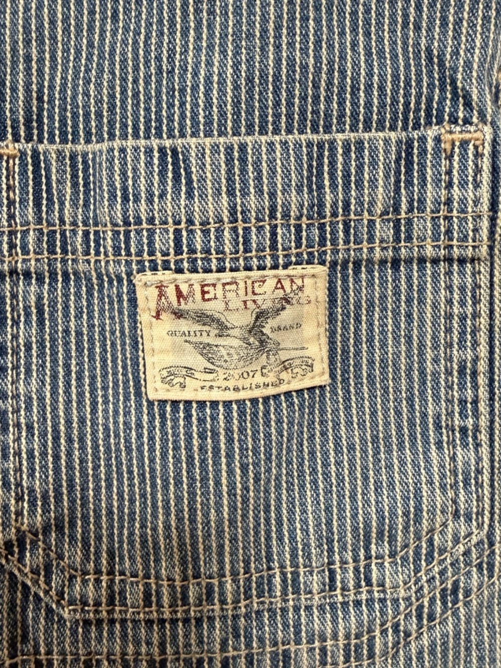 American Living Hickory Stripe Denim Chore Jacket Blue White Workwear Women XL - Picture 6 of 11